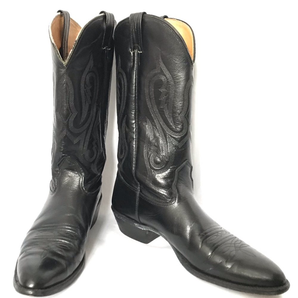 Nocona 11.5 3a Black Leather Cowboy Boots - Gem